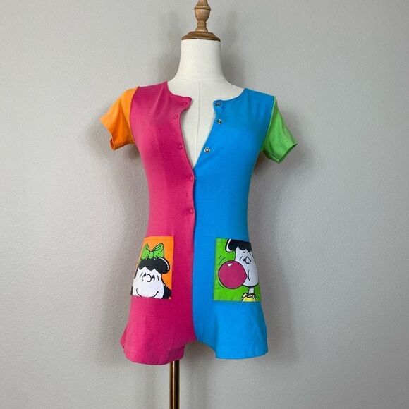 Vintage Pants - Vintage 80s peanuts color block romper